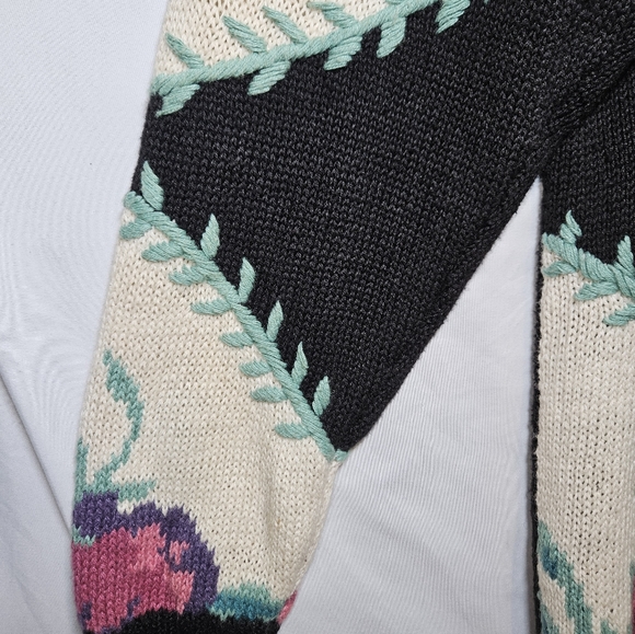 vintage floral high neck pullover knit tunic sweater grannycore 3D Embroidered - Picture 7 of 16